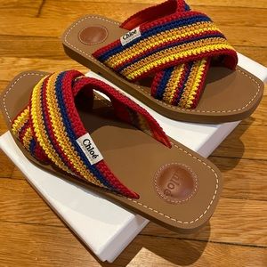 Chloe Woody Crochet Sandals New